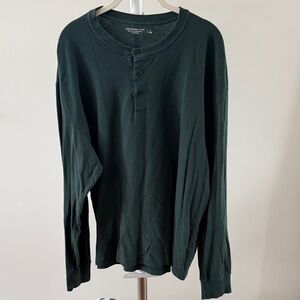 Abercrombie & Fitch Forest Green Long Sleeve oversized soft a&f essential tee